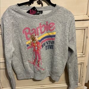 Barbie Gray Sweatshirt with Pink and Yellow Accents Junior size L
